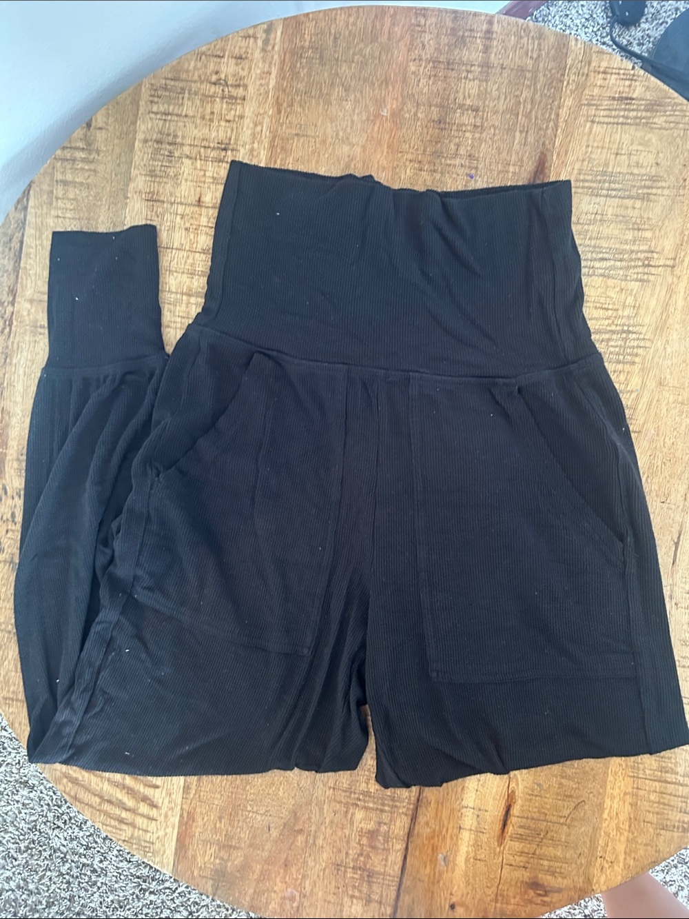 aerie Black Wide Leg Track Joggers